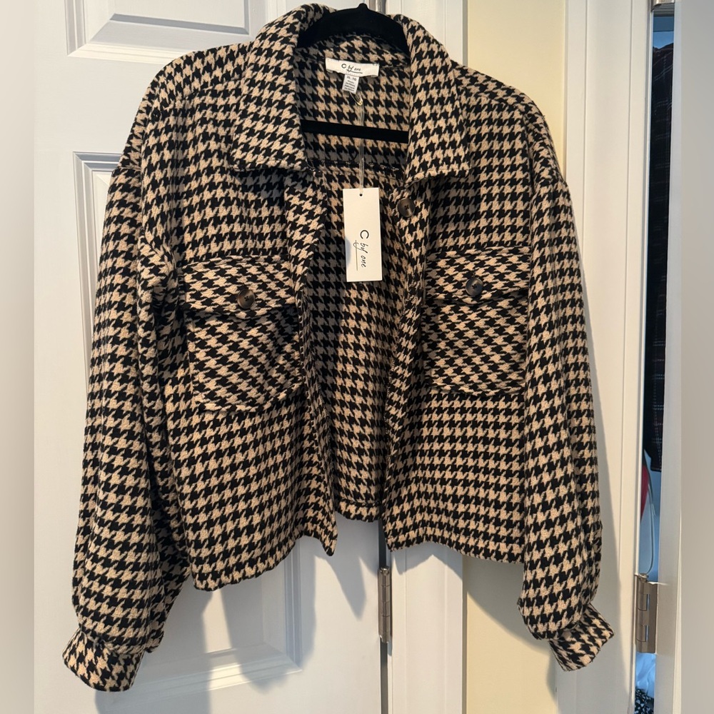 Beige and Black Houndstooth Jacket